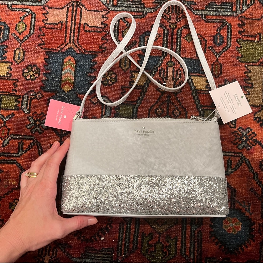 Kate Spade Silver Glitter Crossbody Bag